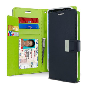 Goospery Rich Diary Wallet Case for Samsung Galaxy S8 Plus - Navy Blue